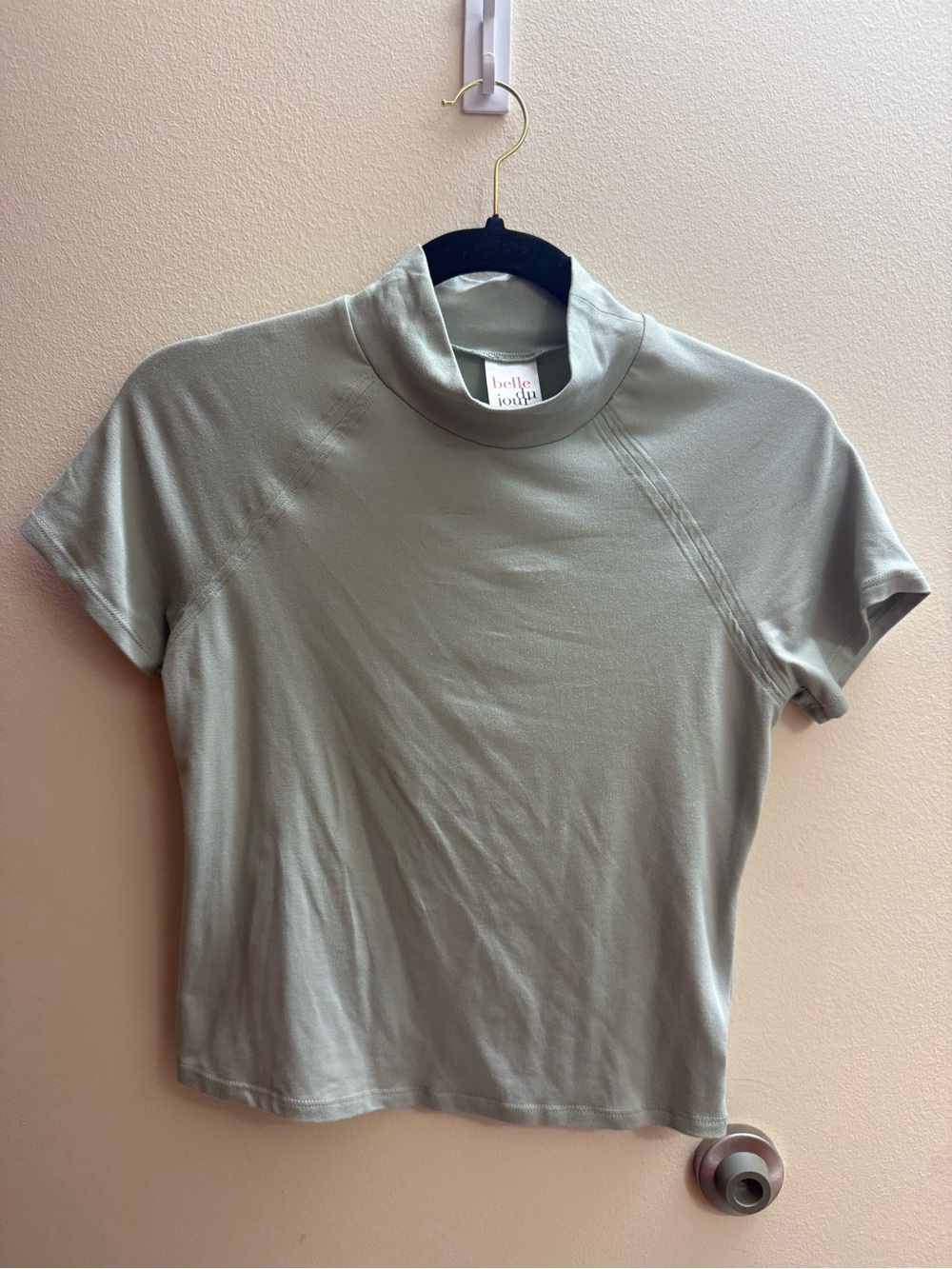 Sage Short Sleeve Mock Neck Top